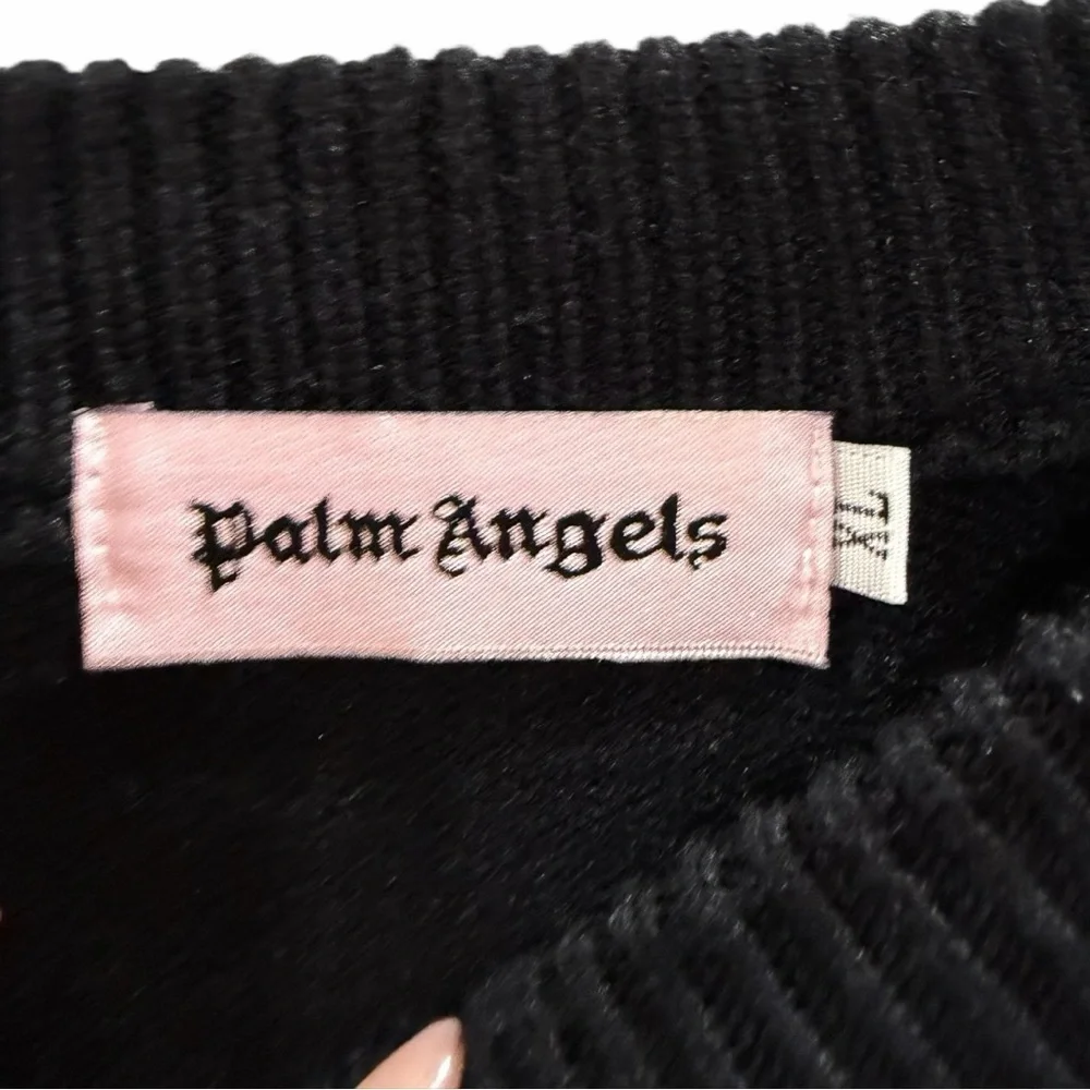 Palm Angels Black Palm Tree Chenille Patch Knit Sweater Sz XL Excellent (Unisex)